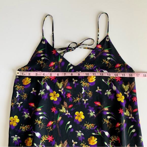 Topshop Midnight Floral Black Multicolor Boho Style Shift Slip Mini Dress US 4 - Picture 5 of 11